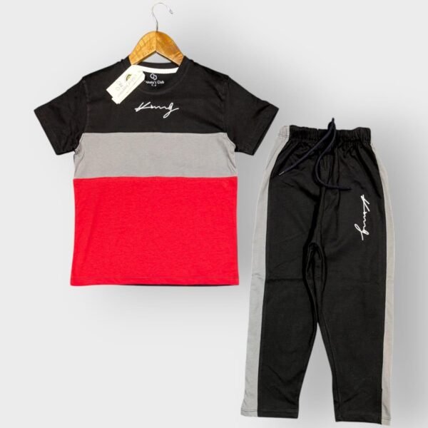 Track Suit for Summer Red Black Grey Combination