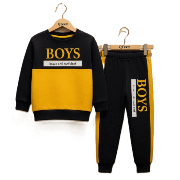 Tracksuit Fleece Boys Black Yellow