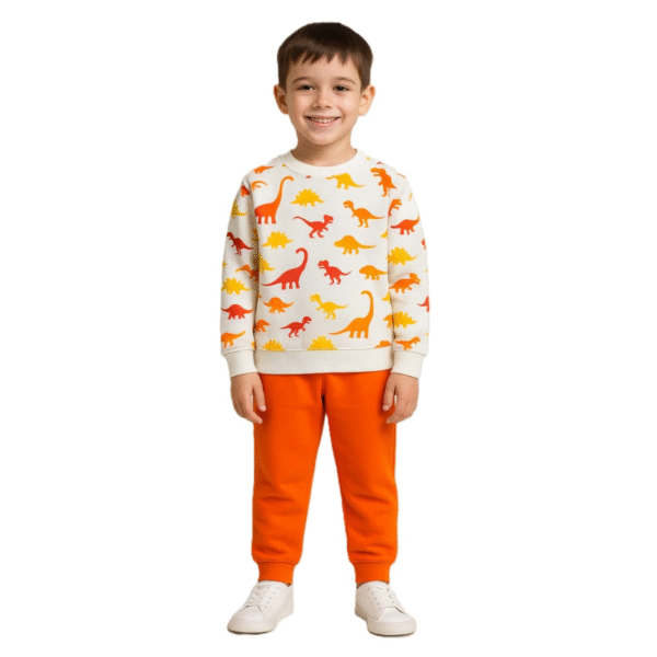 Tracksuit Fleece Dino White Orange