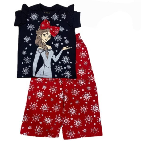 Plazo Shirt Girl with Stars and 3d Bow Red Black Outfit