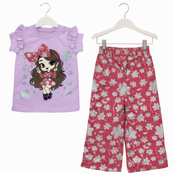 Plazo Shirt Girl with 3d Bow Purple Maroon Outfit