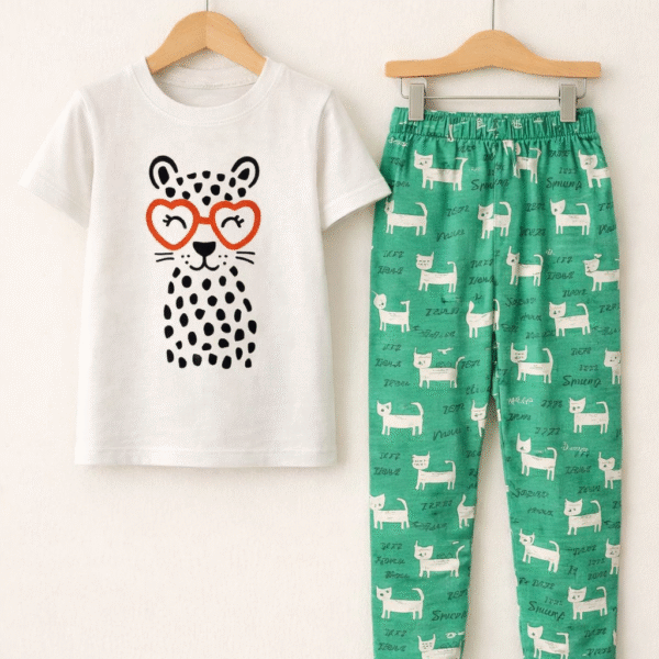 Track Suit Glasses Cat White and Green