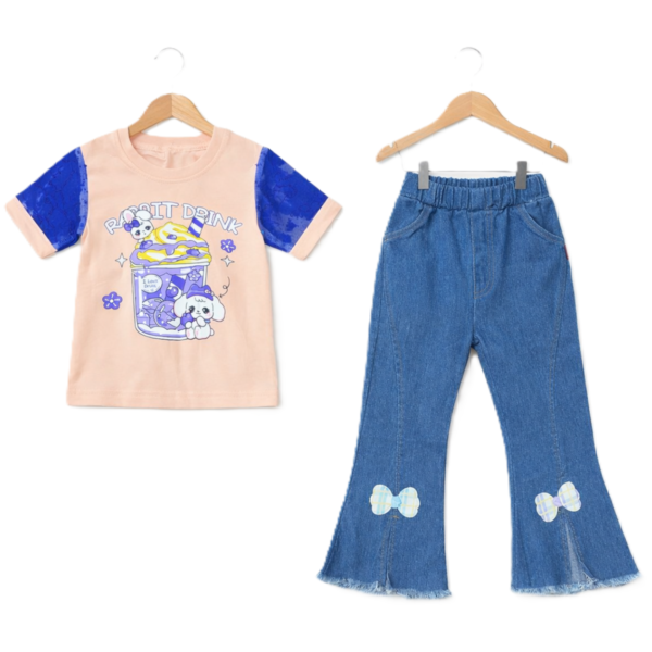 Denim Bell Bottom Shirt Cute Bunny Outfit